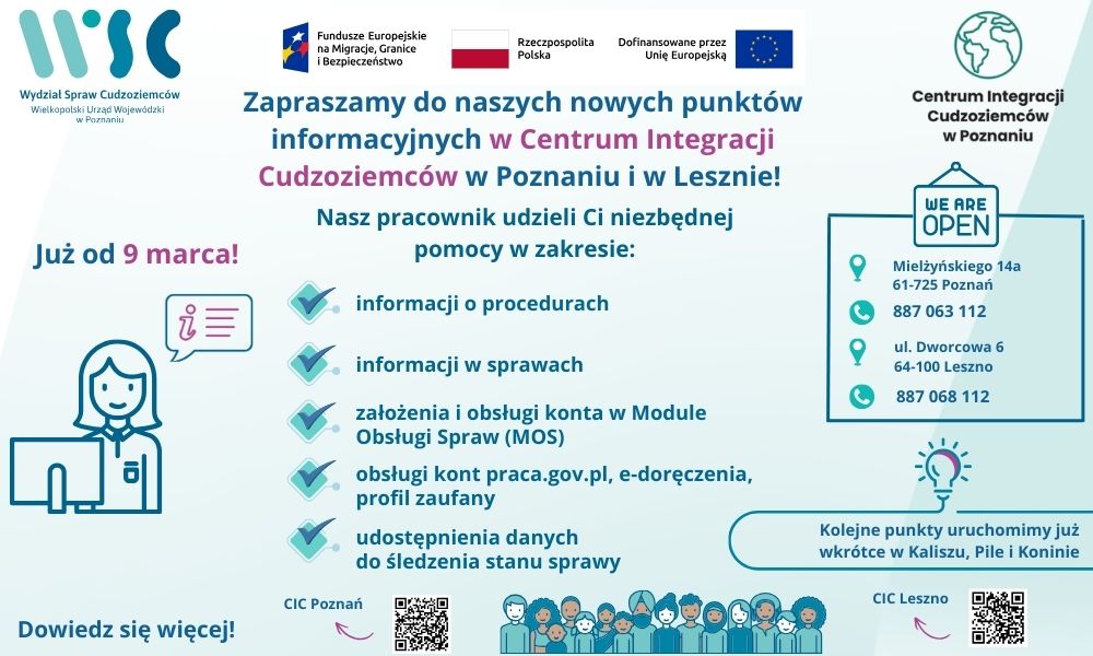 Nowy punkt informacyjny Wydziału Spraw Cudzoziemców w Centrum Integracji Cudzoziemców w Poznaniu i Lesznie