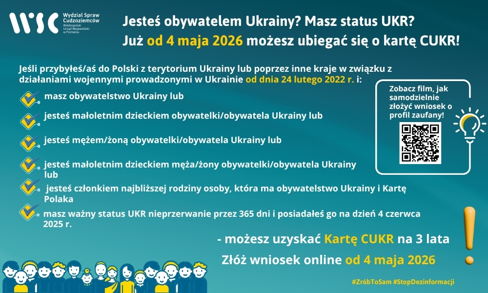 Od 4 maja można składać wnioski wydanie karty pobytu z adnotacją „Poprzednio posiadacz ochrony czasowej” (tzw. karty pobytu CUKR)