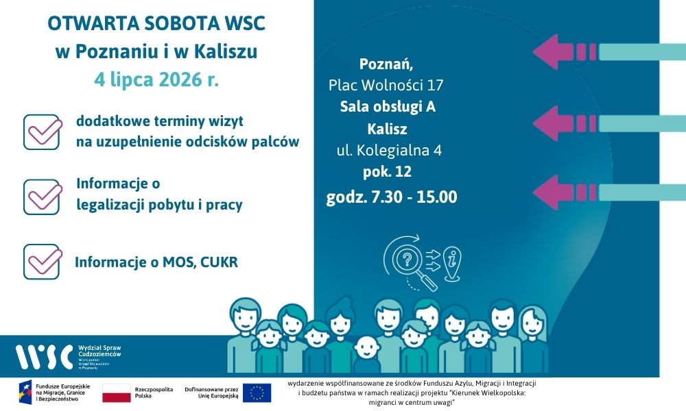OTWARTA SOBOTA WSC w Poznaniu i w Kaliszu 4 lipca 2026 r.