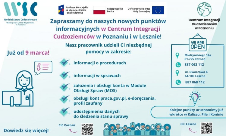 Nowy punkt informacyjny Wydziału Spraw Cudzoziemców w Centrum Integracji Cudzoziemców w Poznaniu i Lesznie